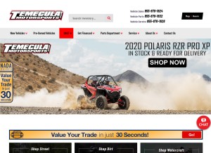 How temeculamotorsports.com looks like on a tablet such as an iPad.