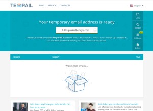 How tempail.com looks like on a tablet such as an iPad.
