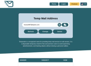 How tempmails.net looks like on a tablet such as an iPad.