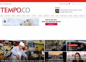 How tempo.co looks like on a tablet such as an iPad.