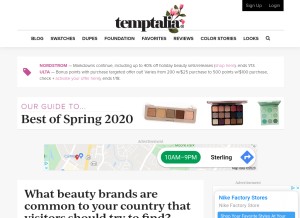 How temptalia.com looks like on a tablet such as an iPad.