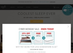 How tempursealy.com looks like on a tablet such as an iPad.