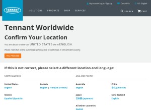 How tennantco.com looks like on a tablet such as an iPad.