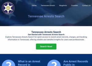 How tennesseearrests.com looks like on a tablet such as an iPad.