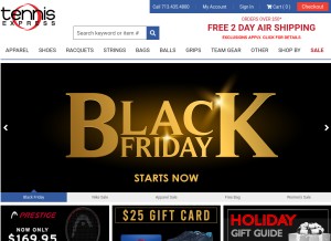 How tennisexpress.com looks like on a tablet such as an iPad.