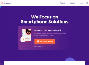 How tenorshare.com looks like on a tablet such as an iPad.