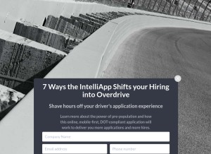 How tenstreet.com looks like on a tablet such as an iPad.