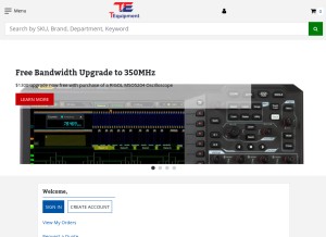 How tequipment.net looks like on a tablet such as an iPad.
