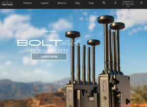 How teradek.com looks like on a tablet such as an iPad.