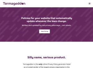 How termageddon.com looks like on a tablet such as an iPad.