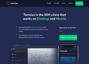 How termius.com looks like on a tablet such as an iPad.