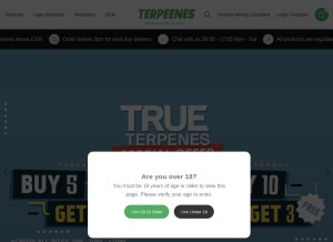 How terpeenes.com looks like on a tablet such as an iPad.