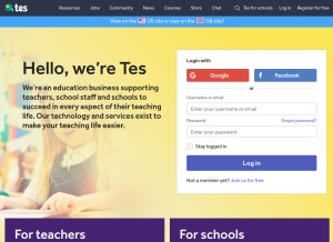 How tes.com looks like on a tablet such as an iPad.
