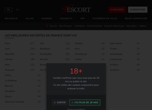 How tescort.com looks like on a tablet such as an iPad.