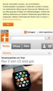How test.de looks like on a mobile device such as an iPhone.