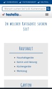 How testella.de looks like on a mobile device such as an iPhone.
