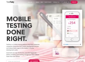 How testfairy.com looks like on a tablet such as an iPad.