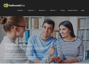 How testimonialtree.com looks like on a tablet such as an iPad.
