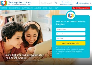 How testingmom.com looks like on a tablet such as an iPad.