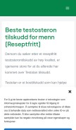 How testosterontilskudd.org looks like on a mobile device such as an iPhone.