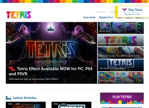 How tetris.com looks like on a tablet such as an iPad.