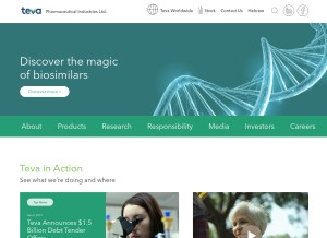 How tevapharm.com looks like on a tablet such as an iPad.
