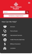 How texaschildrens.org looks like on a mobile device such as an iPhone.