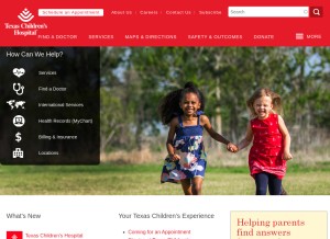 How texaschildrens.org looks like on a tablet such as an iPad.