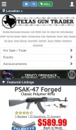How texasguntrader.com looks like on a mobile device such as an iPhone.