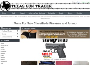 How texasguntrader.com looks like on a tablet such as an iPad.