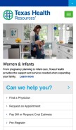 How texashealth.org looks like on a mobile device such as an iPhone.