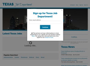 How texasjobdepartment.com looks like on a tablet such as an iPad.