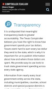 How texastransparency.org looks like on a mobile device such as an iPhone.