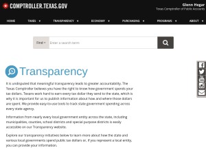 How texastransparency.org looks like on a tablet such as an iPad.