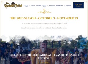 How texrenfest.com looks like on a tablet such as an iPad.