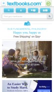 How textbooks.com looks like on a mobile device such as an iPhone.