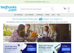 How textbooks.com looks like on a tablet such as an iPad.