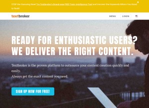 How textbroker.com looks like on a tablet such as an iPad.