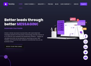 How textdrip.com looks like on a tablet such as an iPad.