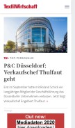 How textilwirtschaft.de looks like on a mobile device such as an iPhone.