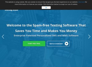 How textingbase.com looks like on a tablet such as an iPad.