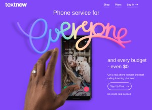 How textnow.com looks like on a tablet such as an iPad.