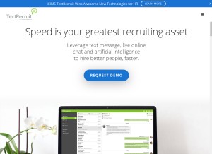 How textrecruit.com looks like on a tablet such as an iPad.
