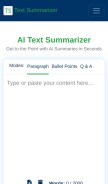 How textsummarizer.net looks like on a mobile device such as an iPhone.