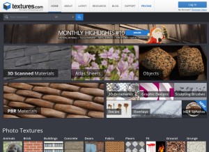 How textures.com looks like on a tablet such as an iPad.
