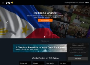 How tfc.tv looks like on a tablet such as an iPad.