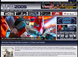 How tfw2005.com looks like on a tablet such as an iPad.