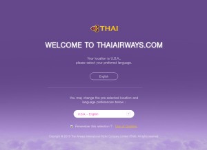 How thaiairways.com looks like on a tablet such as an iPad.