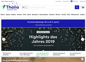 How thalia.de looks like on a tablet such as an iPad.