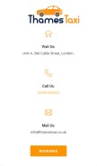 How thamestaxi.co.uk looks like on a mobile device such as an iPhone.